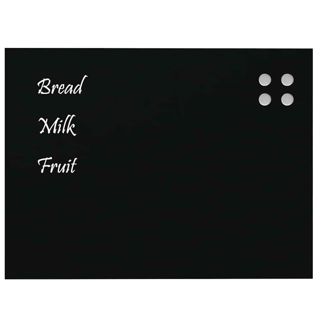 Wall-mounted Magnetic Board Black 31.5"x23.6" Tempered Glass