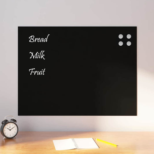 Wall-mounted Magnetic Board Black 31.5"x23.6" Tempered Glass