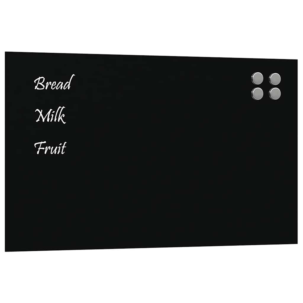 Wall-mounted Magnetic Board Black 39.4"x23.6" Tempered Glass