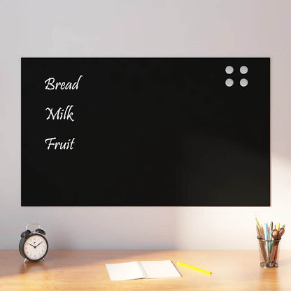 Wall-mounted Magnetic Board Black 39.4"x23.6" Tempered Glass