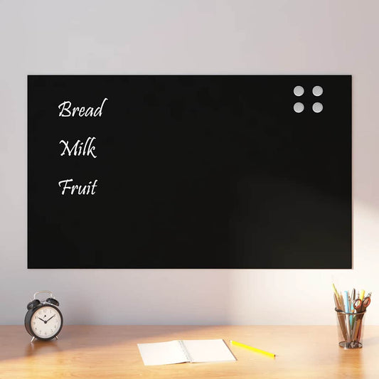 Wall-mounted Magnetic Board Black 39.4"x23.6" Tempered Glass
