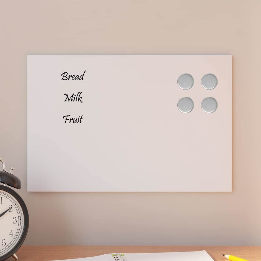 Wall-mounted Magnetic Board White 11.8"x7.9" Tempered Glass
