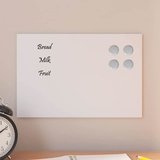 Wall-mounted Magnetic Board White 11.8"x7.9" Tempered Glass