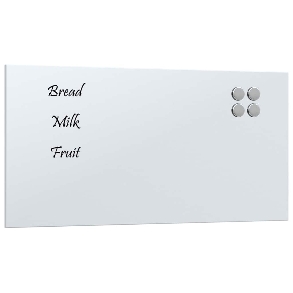 Wall-mounted Magnetic Board White 23.6"x11.8" Tempered Glass