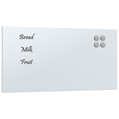 Wall-mounted Magnetic Board White 23.6"x11.8" Tempered Glass