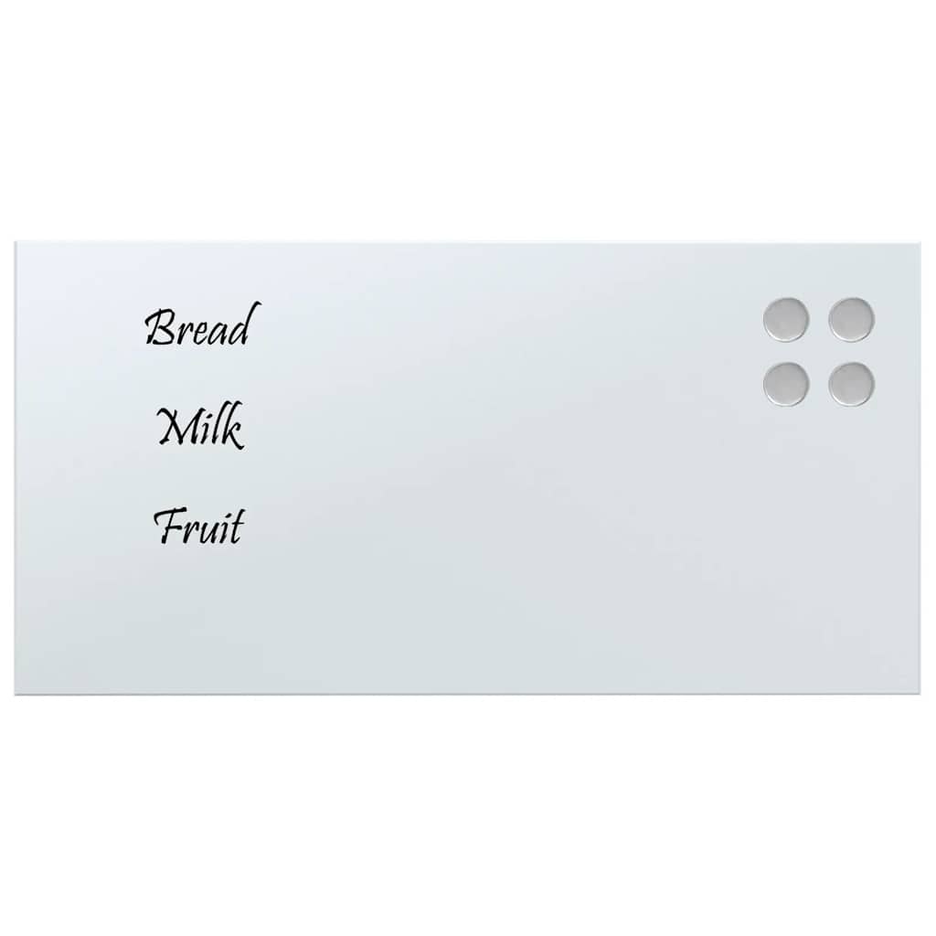 Wall-mounted Magnetic Board White 23.6"x11.8" Tempered Glass