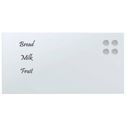 Wall-mounted Magnetic Board White 23.6"x11.8" Tempered Glass