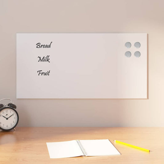 Wall-mounted Magnetic Board White 23.6"x11.8" Tempered Glass
