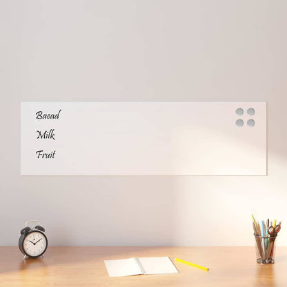 Wall-mounted Magnetic Board White 39.4"x11.8" Tempered Glass