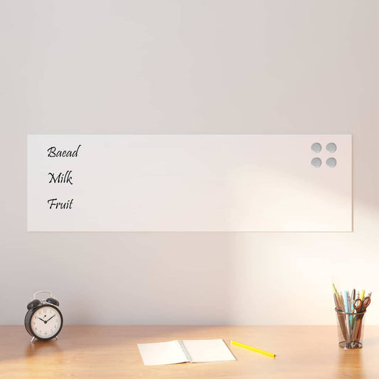 Wall-mounted Magnetic Board White 39.4"x11.8" Tempered Glass