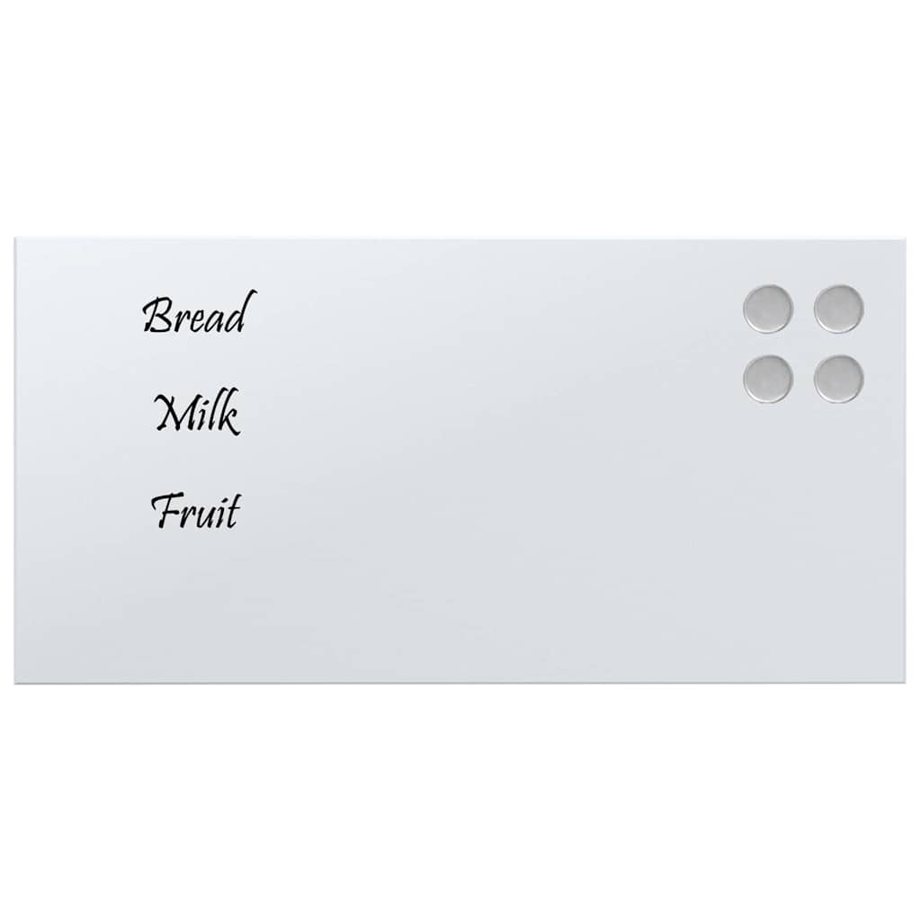 Wall-mounted Magnetic Board White 15.7"x7.9" Tempered Glass