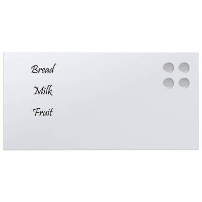 Wall-mounted Magnetic Board White 15.7"x7.9" Tempered Glass