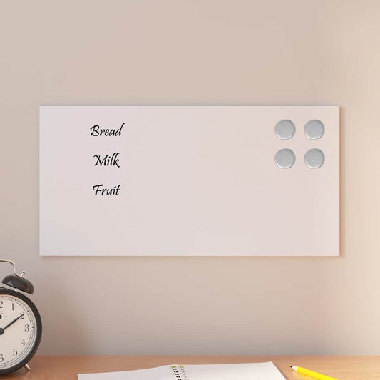 Wall-mounted Magnetic Board White 15.7"x7.9" Tempered Glass