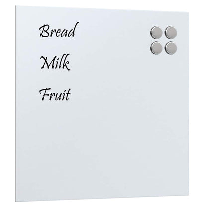 Wall-mounted Magnetic Board White 15.7"x15.7" Tempered Glass