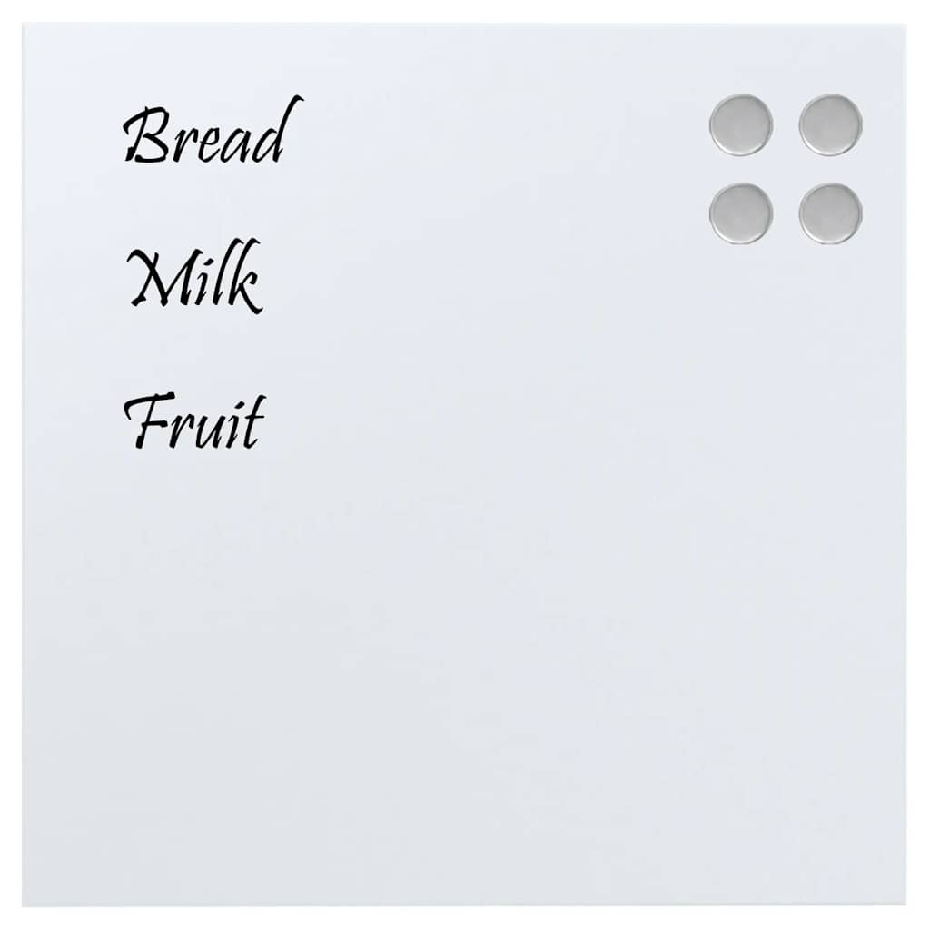 Wall-mounted Magnetic Board White 15.7"x15.7" Tempered Glass