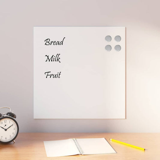 Wall-mounted Magnetic Board White 15.7"x15.7" Tempered Glass