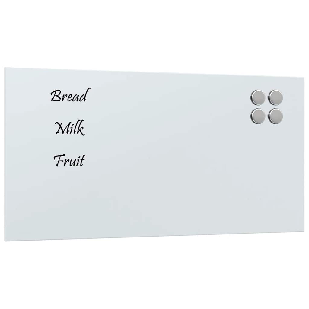 Wall-mounted Magnetic Board White 31.5"x15.7" Tempered Glass