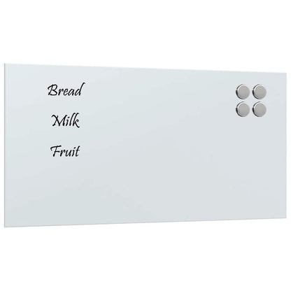 Wall-mounted Magnetic Board White 31.5"x15.7" Tempered Glass
