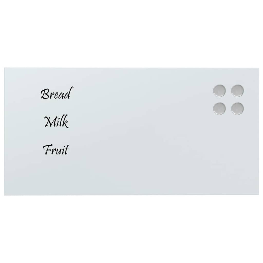 Wall-mounted Magnetic Board White 31.5"x15.7" Tempered Glass