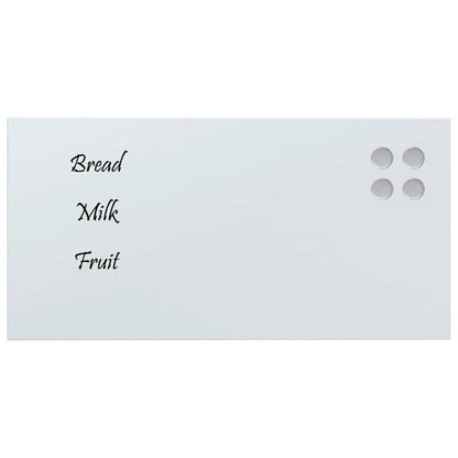 Wall-mounted Magnetic Board White 31.5"x15.7" Tempered Glass