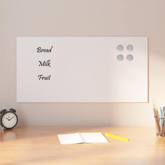 Wall-mounted Magnetic Board White 31.5"x15.7" Tempered Glass