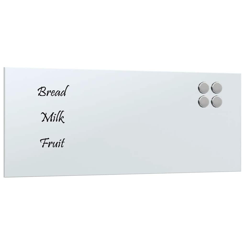 Wall-mounted Magnetic Board White 19.7"x7.9" Tempered Glass