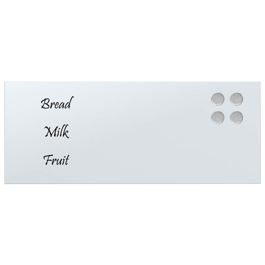 Wall-mounted Magnetic Board White 19.7"x7.9" Tempered Glass
