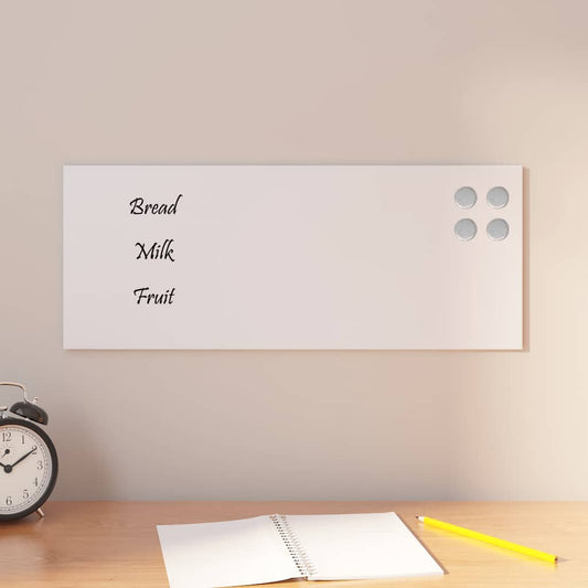 Wall-mounted Magnetic Board White 19.7"x7.9" Tempered Glass