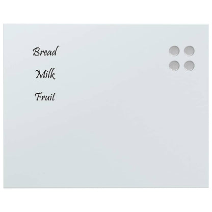 Wall-mounted Magnetic Board White 19.7"x15.7" Tempered Glass