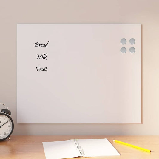 Wall-mounted Magnetic Board White 19.7"x15.7" Tempered Glass