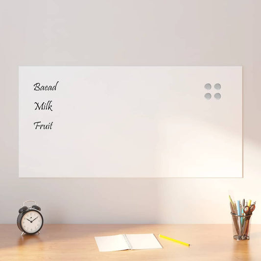 Wall-mounted Magnetic Board White 39.4"x19.7" Tempered Glass