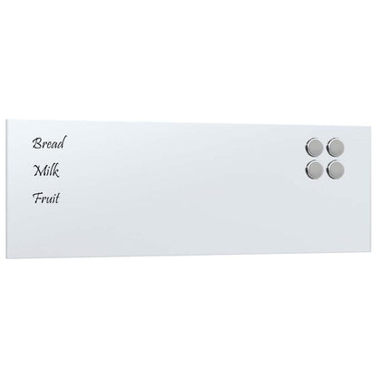 Wall-mounted Magnetic Board White 23.6"x7.9" Tempered Glass