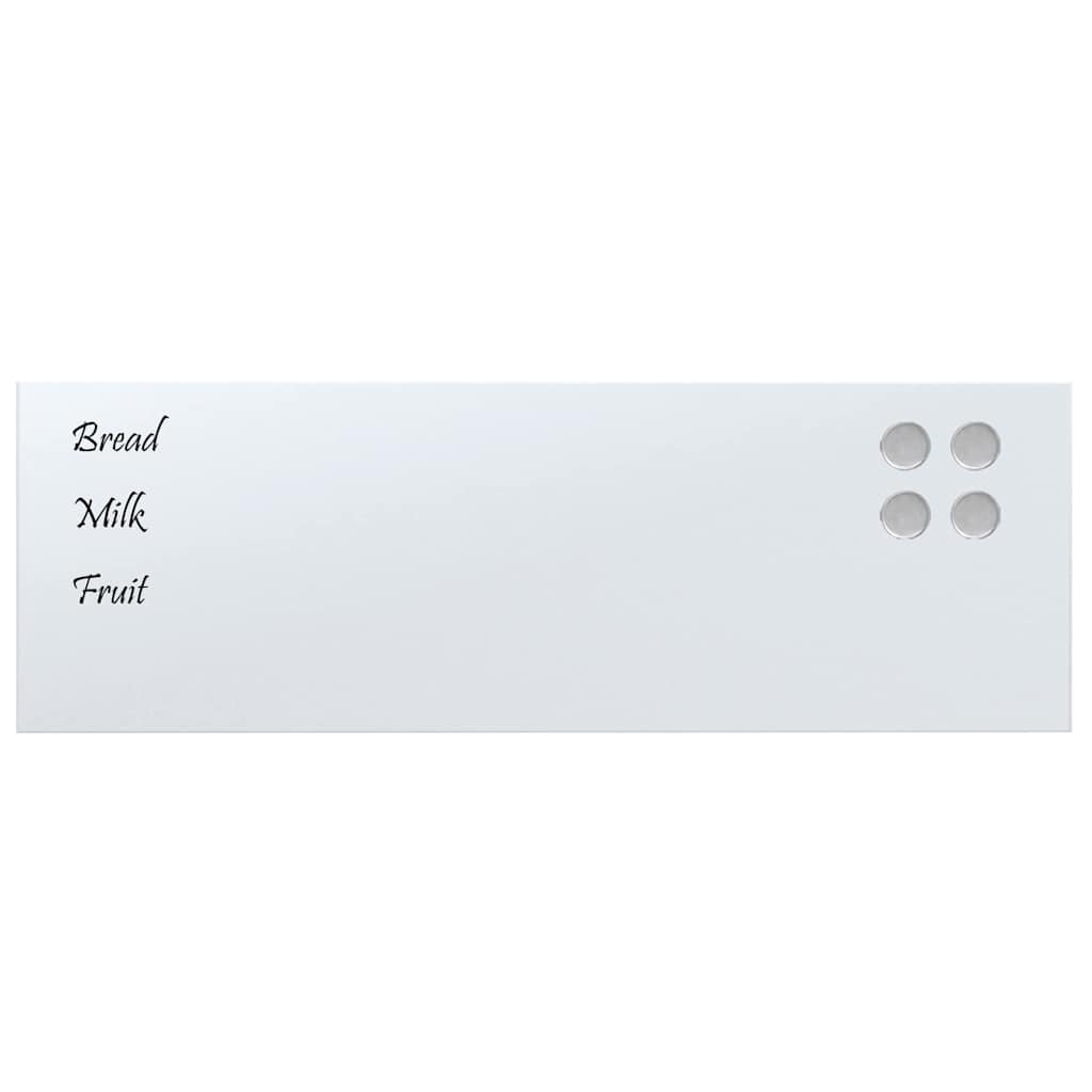 Wall-mounted Magnetic Board White 23.6"x7.9" Tempered Glass
