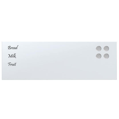 Wall-mounted Magnetic Board White 23.6"x7.9" Tempered Glass