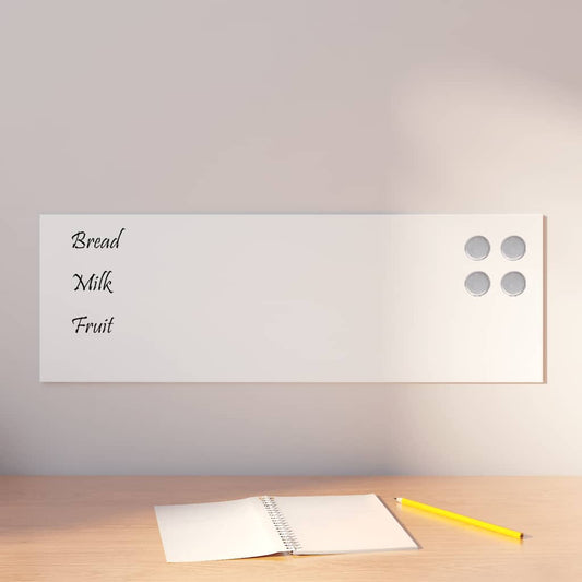 Wall-mounted Magnetic Board White 23.6"x7.9" Tempered Glass
