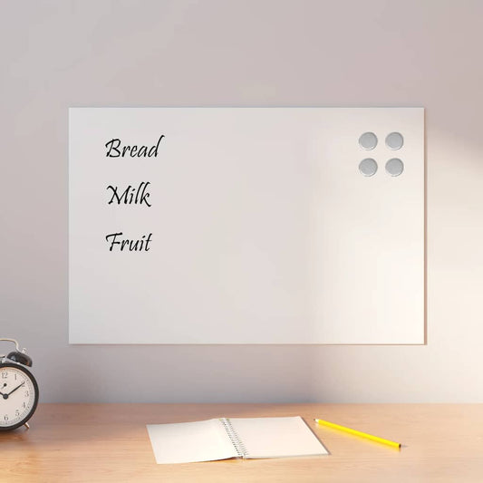 Wall-mounted Magnetic Board White 23.6"x15.7" Tempered Glass