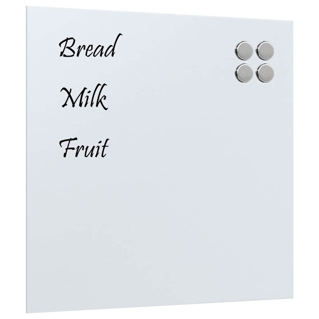 Wall-mounted Magnetic Board White 23.6"x23.6" Tempered Glass