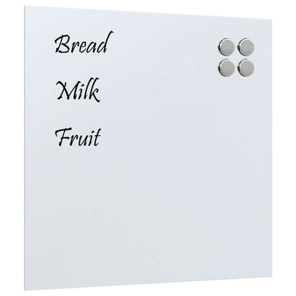 Wall-mounted Magnetic Board White 23.6"x23.6" Tempered Glass