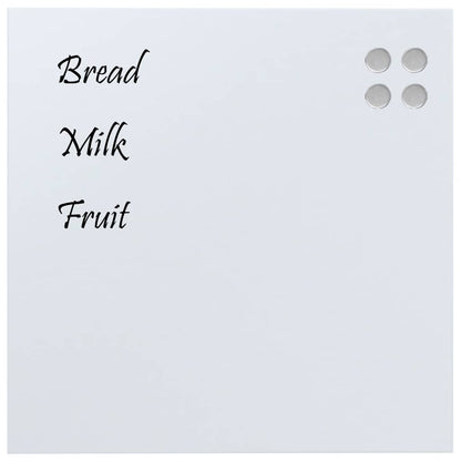 Wall-mounted Magnetic Board White 23.6"x23.6" Tempered Glass