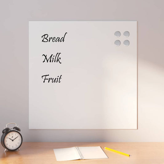 Wall-mounted Magnetic Board White 23.6"x23.6" Tempered Glass