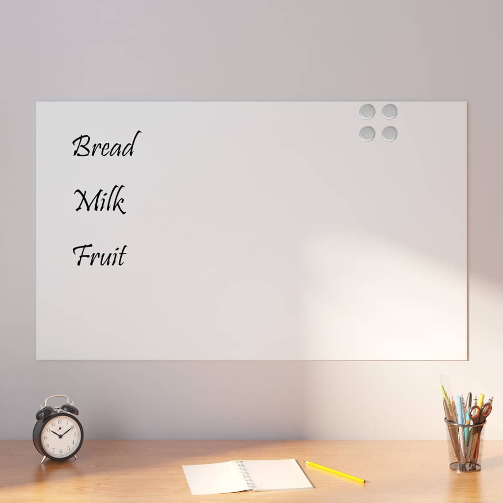 Wall-mounted Magnetic Board White 39.4"x23.6" Tempered Glass