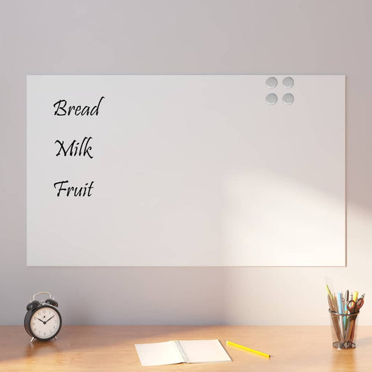 Wall-mounted Magnetic Board White 39.4"x23.6" Tempered Glass