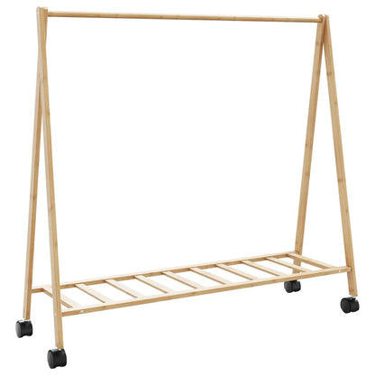 Clothes Rack with Shelves and Wheels 41.7"x13.4"x41.9" Bamboo