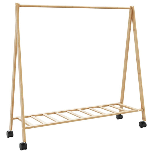 Clothes Rack with Shelves and Wheels 41.7"x13.4"x41.9" Bamboo