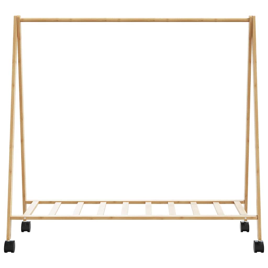 Clothes Rack with Shelves and Wheels 41.7"x13.4"x41.9" Bamboo