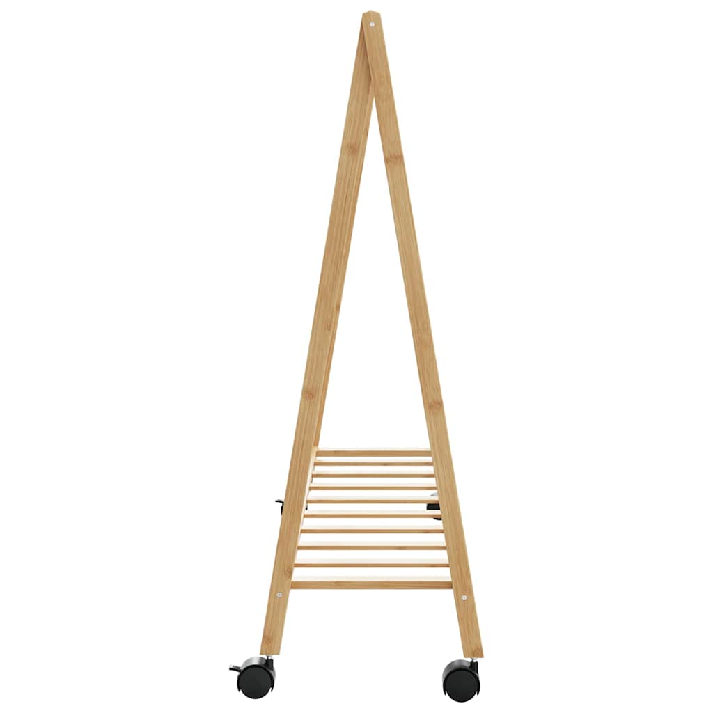 Clothes Rack with Shelves and Wheels 41.7"x13.4"x41.9" Bamboo