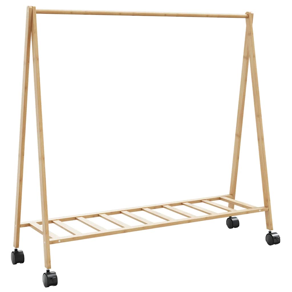 Clothes Rack with Shelves and Wheels 41.7"x13.4"x41.9" Bamboo