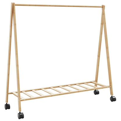 Clothes Rack with Shelves and Wheels 41.7"x13.4"x41.9" Bamboo