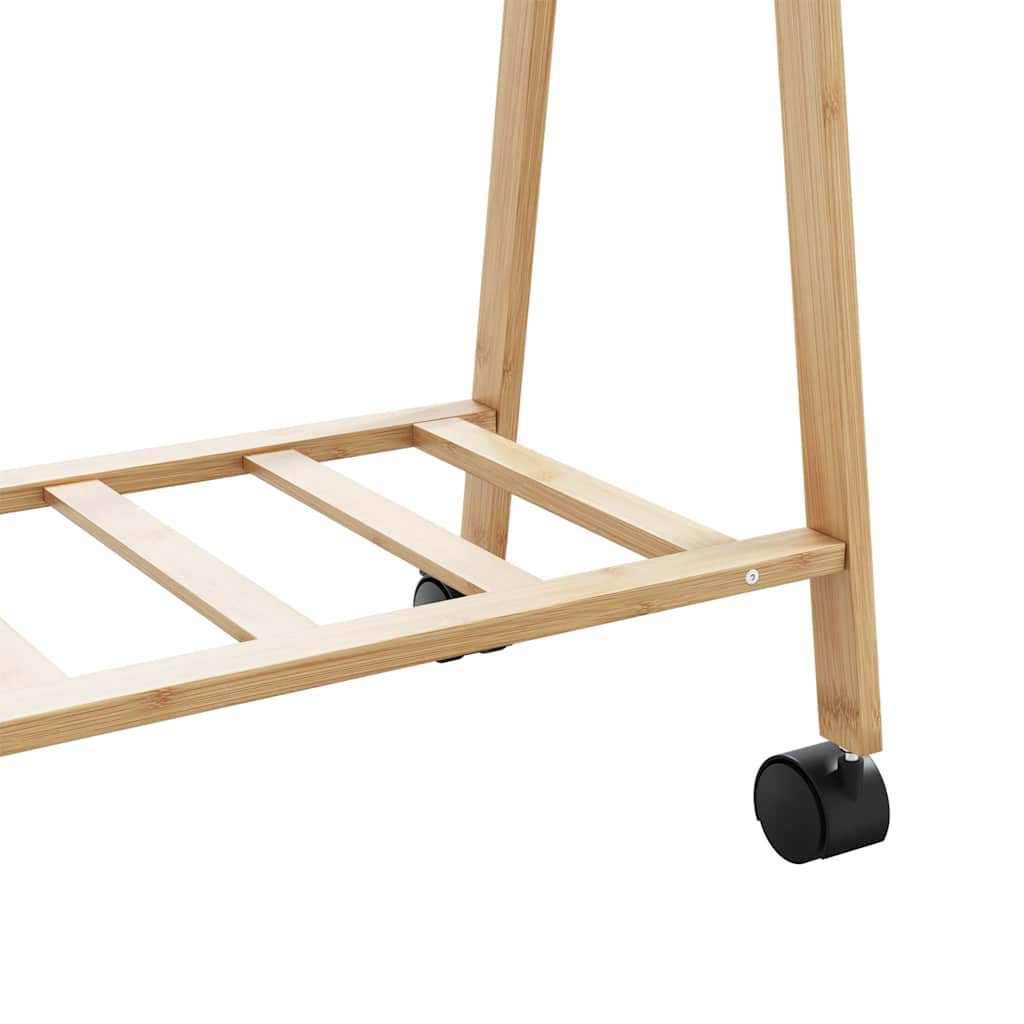 Clothes Rack with Shelves and Wheels 41.7"x13.4"x41.9" Bamboo