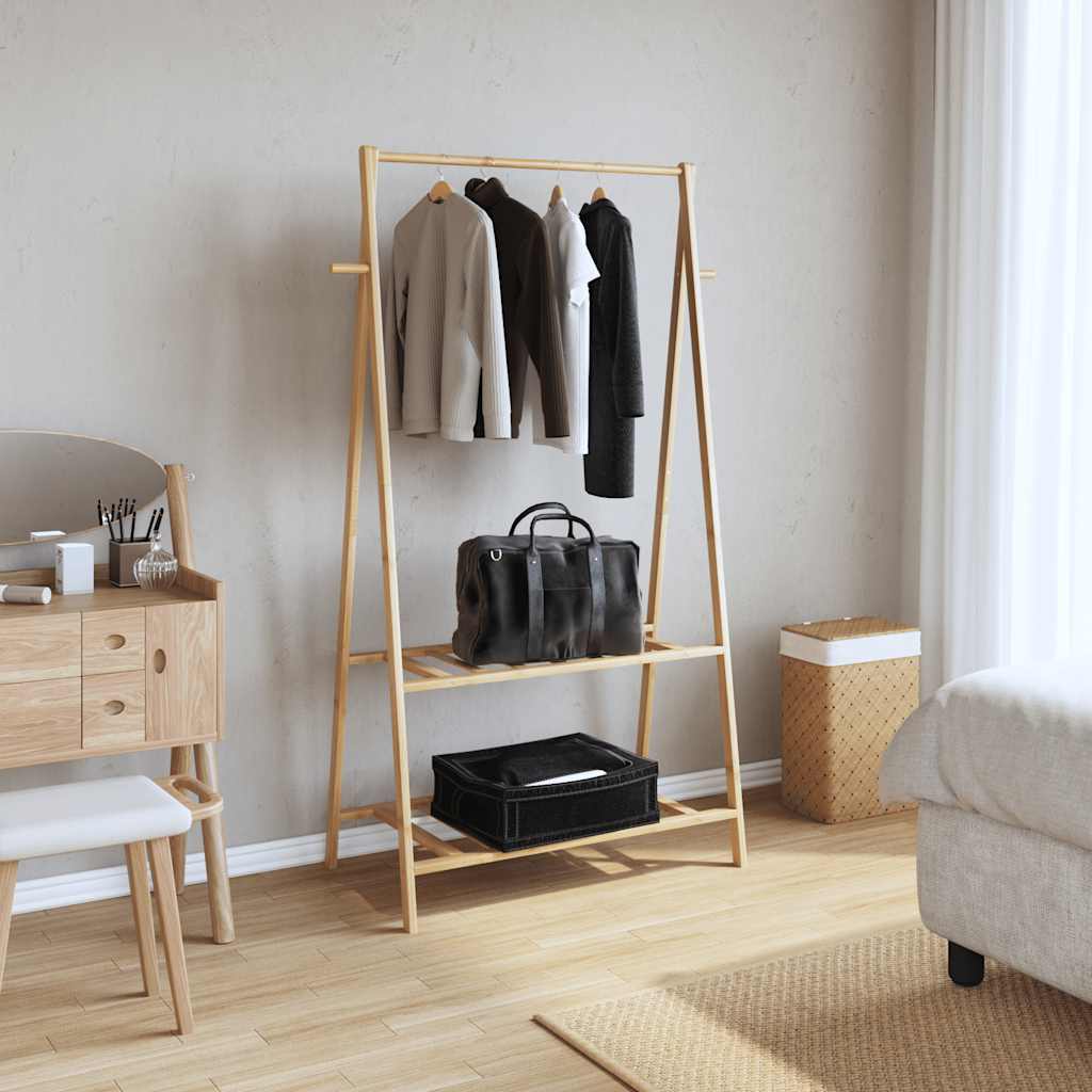 Clothes Rack with Shelves 37.8"x17.9"x59.3" Bamboo